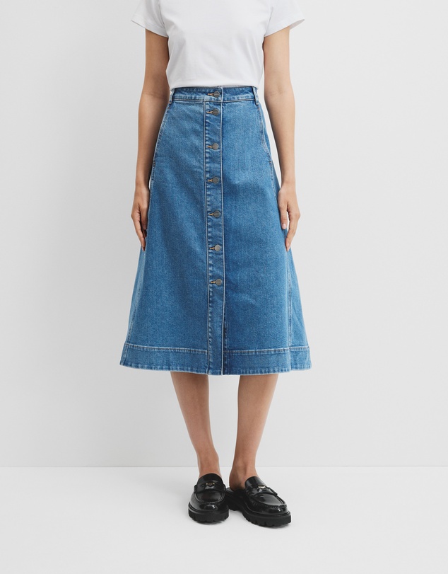 Country Road - A-line Denim Midi Skirt