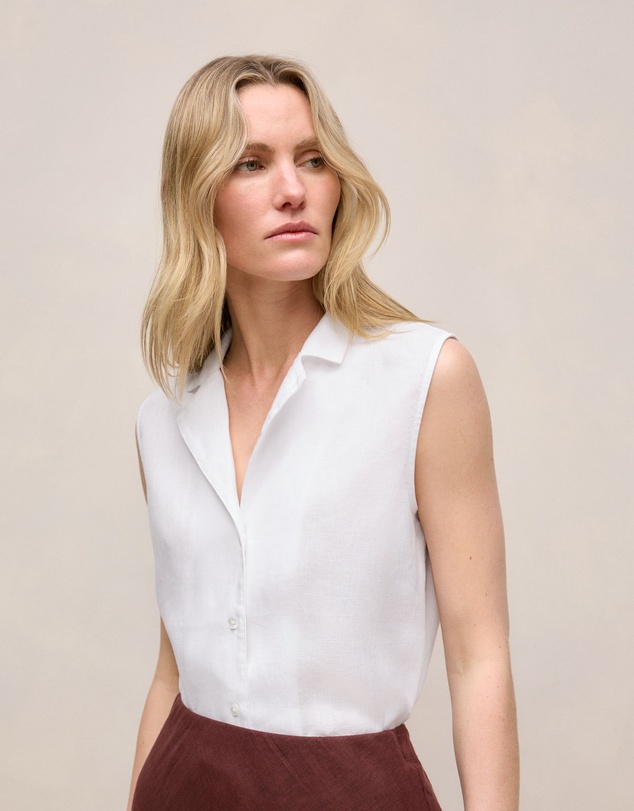 Trenery - Linen Sleeveless Shirt in White