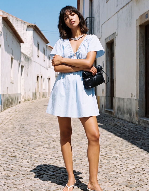 The Fated - Emira Gathered Tie Mini Dress