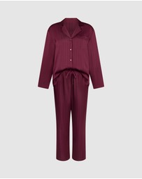 Hunkemoller - Long Sleeve Satin Pinstripe PJ Set