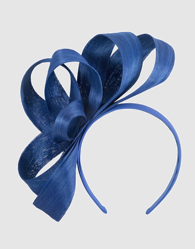 Fillies Collection - Royal Blue Silk Abaca Loops Racing Fascinator