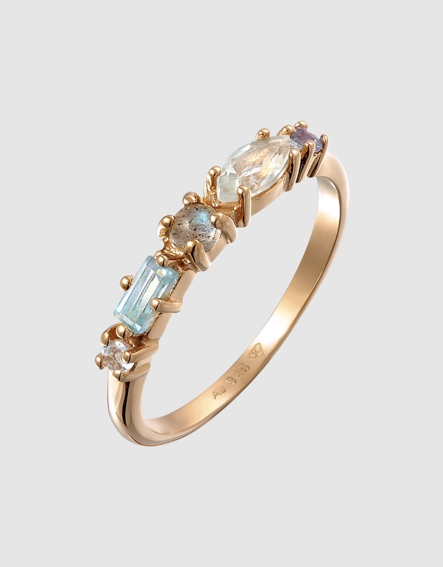 Elli Jewelry - Ring Gemstone Party 925 Sterling Silver Rosegold
