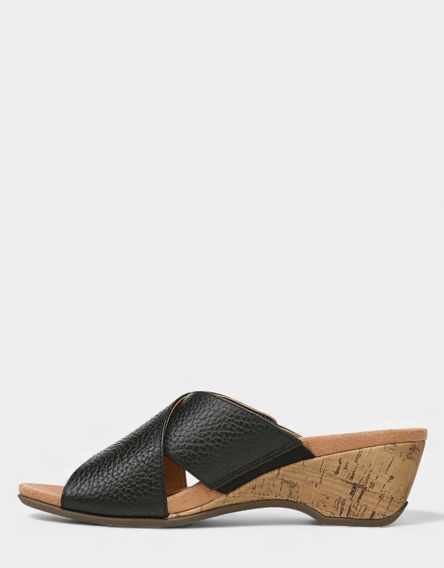 Vionic - Leticia Wedge Sandal - Black Leather