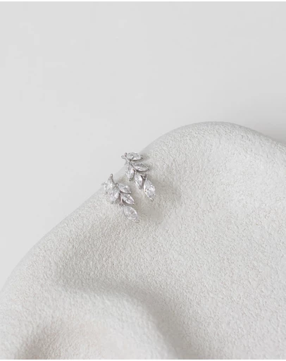 The White Collection - Eve - Dainty Silver Bridal Drop Earrings