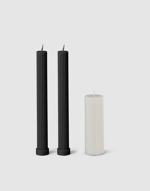 Black Blaze - Column Pillar Candle Combo