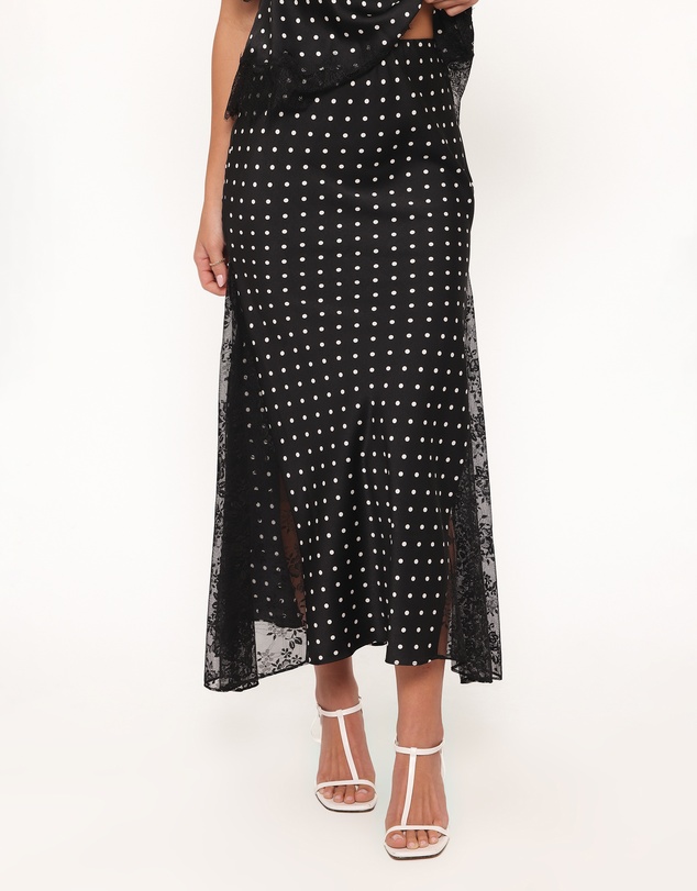 Petal & Pup - Ailbhe Lace Skirt - Black Polka Dot