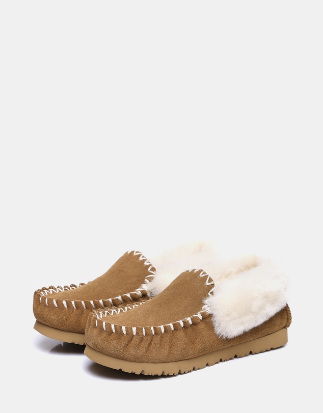 EVERAU - Australian Shepherd Ugg Popo Moccasins Cow Suede Upper Moccasins