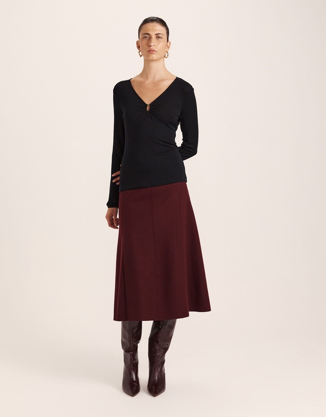SABA - Coco Wool Ruched Long Sleeve Top