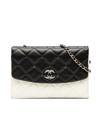 Pre-Loved by Azura Reborn - Pre-Loved CC Bicolor Quilted Lambskin Double Sided Wallet on Chain