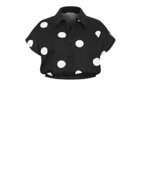 City Chic - Vacay Polka Dot Print Shirt - black
