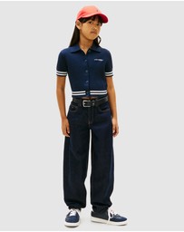 Tommy Hilfiger - Girls Logo Embroidery Short Sleeve Polo Cardigan - Teens