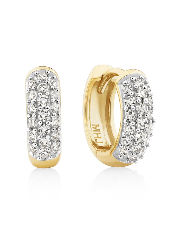 Michael Hill - Mini Hoops with 0.25 Carat TW of Diamonds in 10kt Yellow Gold