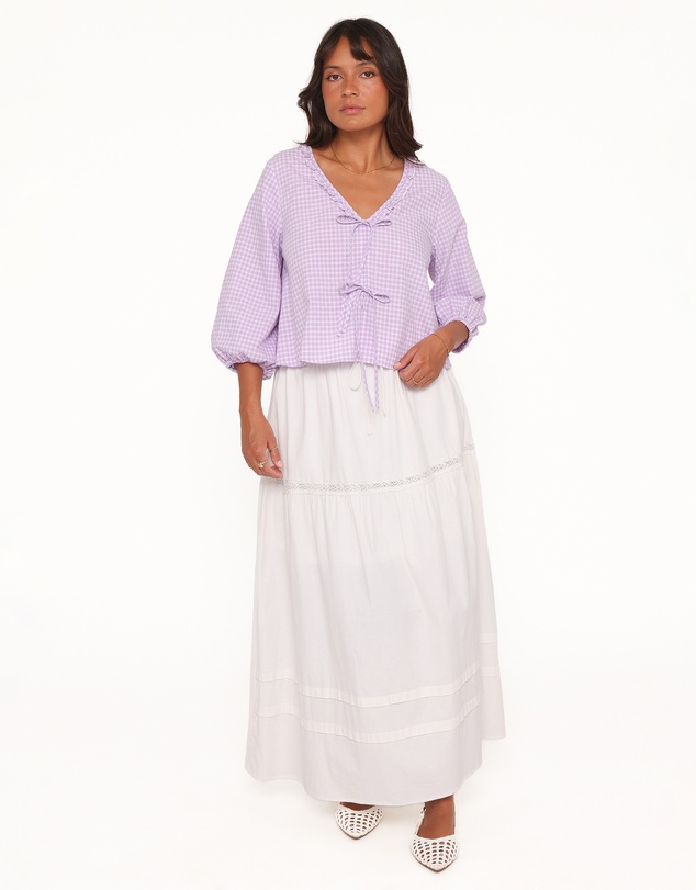 Petal & Pup - Fainche Front Tie Top - Lilac Gingham
