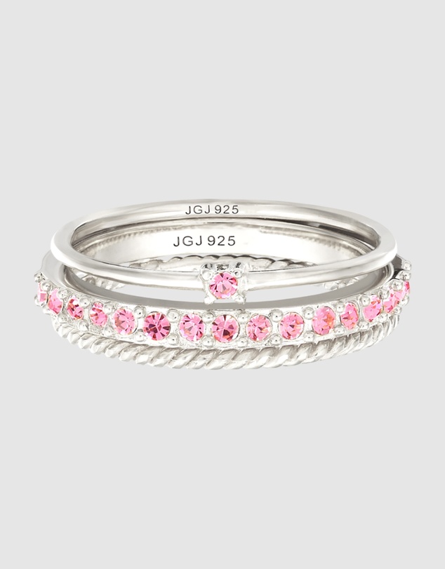 Elli Jewelry - Crystal Stacking Ring Set in 925 Silver