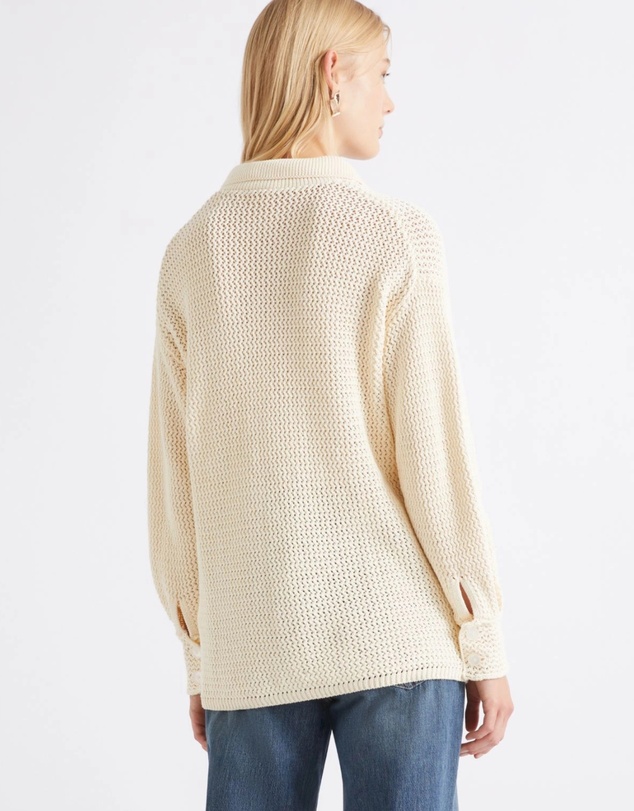 Marella - Cream Knit Collar Cardigan
