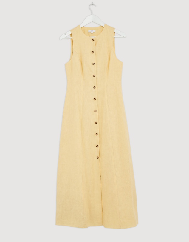 Revibe - Repaired AERE Violet Linen Button Down Midi Dress - AU 8