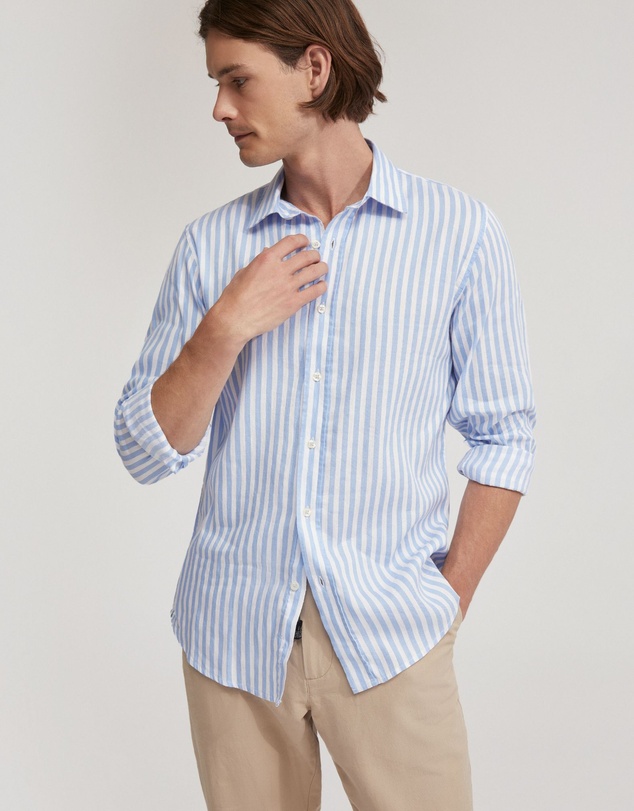 Oxford - Fergus Linen Striped Shirt