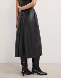 The Fated - Cam Faux Leather Midi Dress