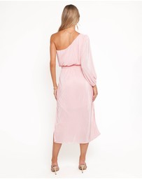 Petal & Pup - Pontee One Shoulder Pleated Midi Dress - Pink