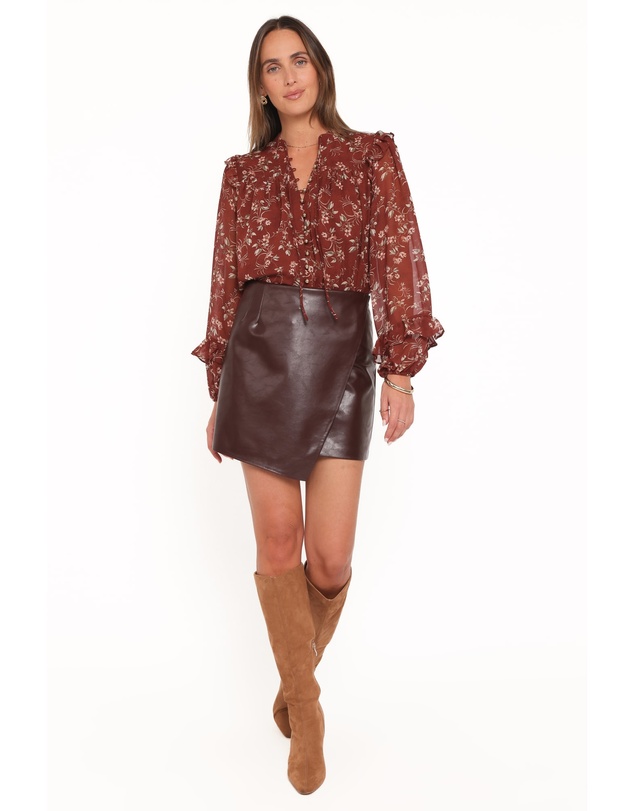 Petal & Pup - Elanira Ruffle Top - Rust Floral