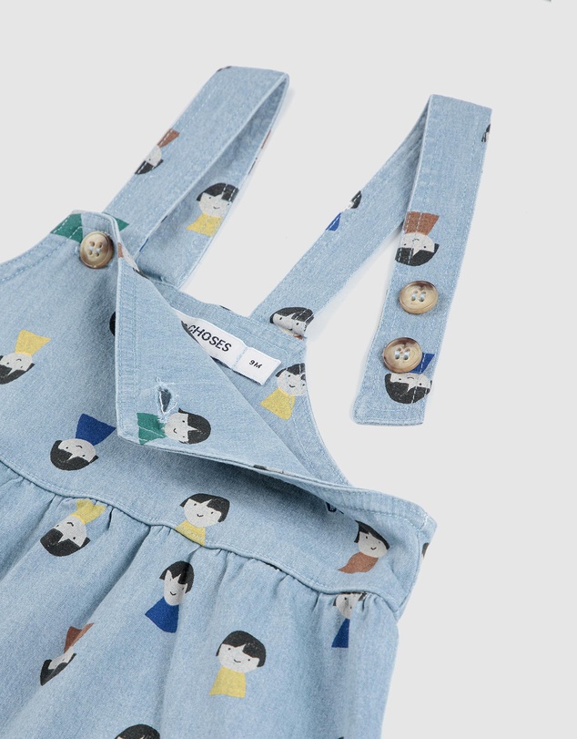 Bobo Choses - Game Pawns All Over Light Denim Overalls - Babies