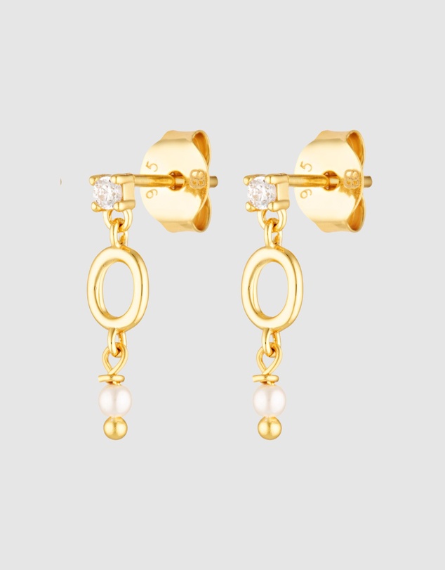 HOUSE OF SLANI - Dainty Gold Pearl Luna Earrings