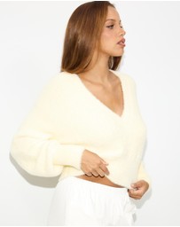 Dazie - Faye Fuzzy V-Neck Sweater