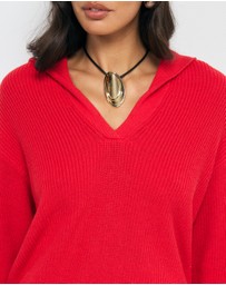 AERE - Lilo Cotton Wool Polo Knit