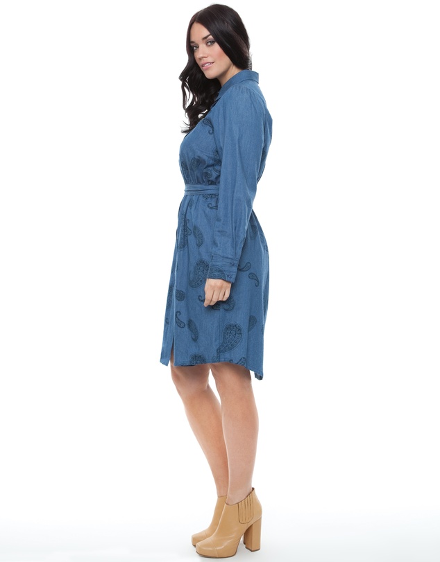 17 Sundays - Paisley Print Chambray Shirt Dress