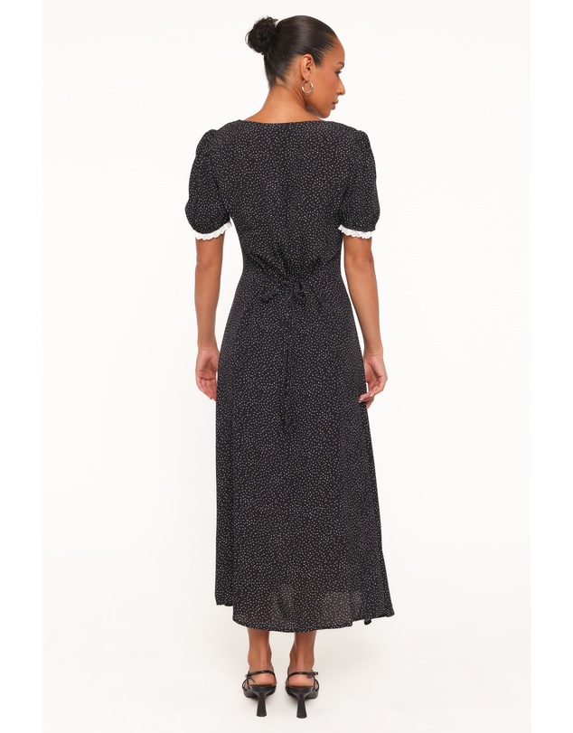 Petal & Pup - Francine Lace Midi Dress - Black Polka Dot