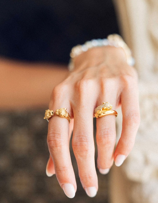 Nialaya Jewellery - Women's Twisted Panther Ring in Gold