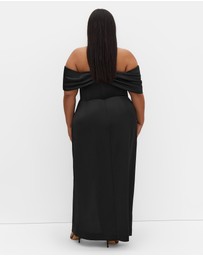 City Chic - Plus size Paloma Off Shoulder Maxi Dress - black