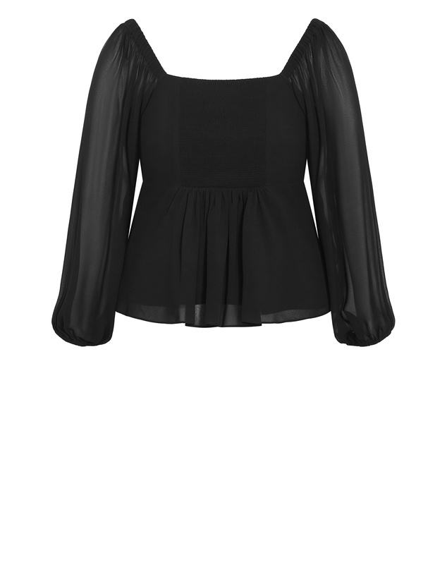 City Chic - Plus size Shayla Frill Top - black