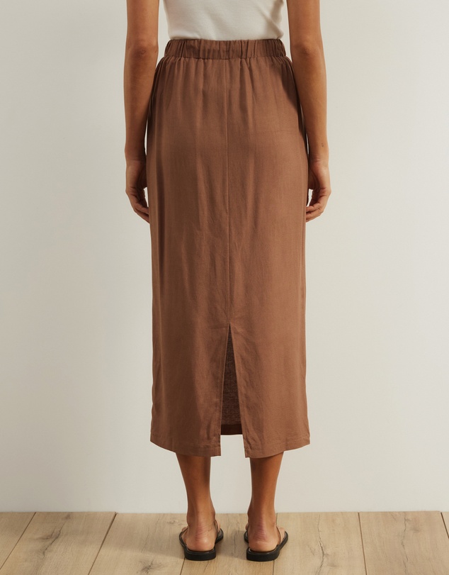 Atmos&Here - Tenley Linen Blend Midi Skirt