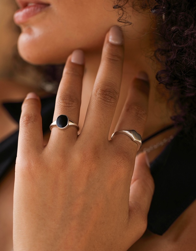 Elli Jewelry - Ring Signet Ring Classic Oval with Enamel in 925 Sterling Silver