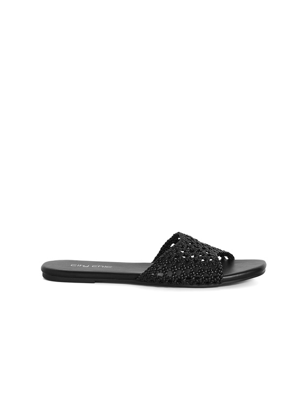 City Chic - Wide Fit Weave Flat Slide