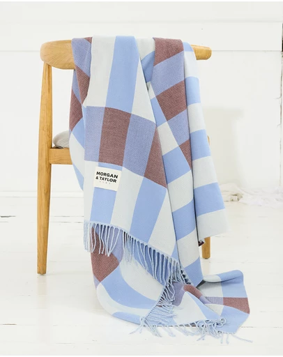 Morgan & Taylor - Aspen Throw Blanket in Blue Stripe