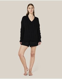 Papinelle - Cotton Cashmere Cable V-Neck Jumper