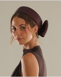 Morgan & Taylor - Tara Racewear Pillbox Hat in Dark Cherry Red