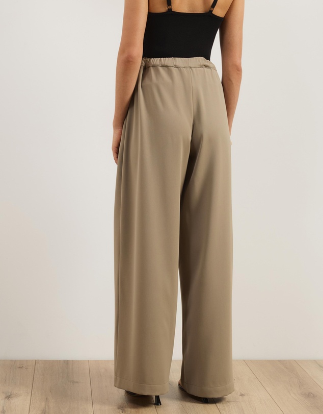Atmos&Here - Nell Mid Rise Wide Leg Pants With Fabric Belt