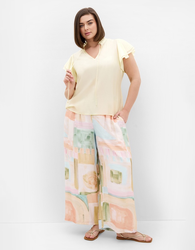 City Chic - Plus size Dakota Flutter Sleeve Top - lemon sorbet