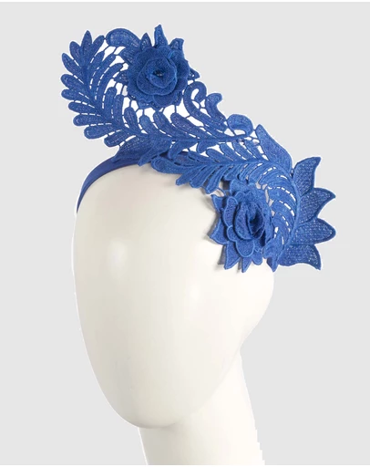 Max Alexander - Lace Crown Blue Headband Fascinator
