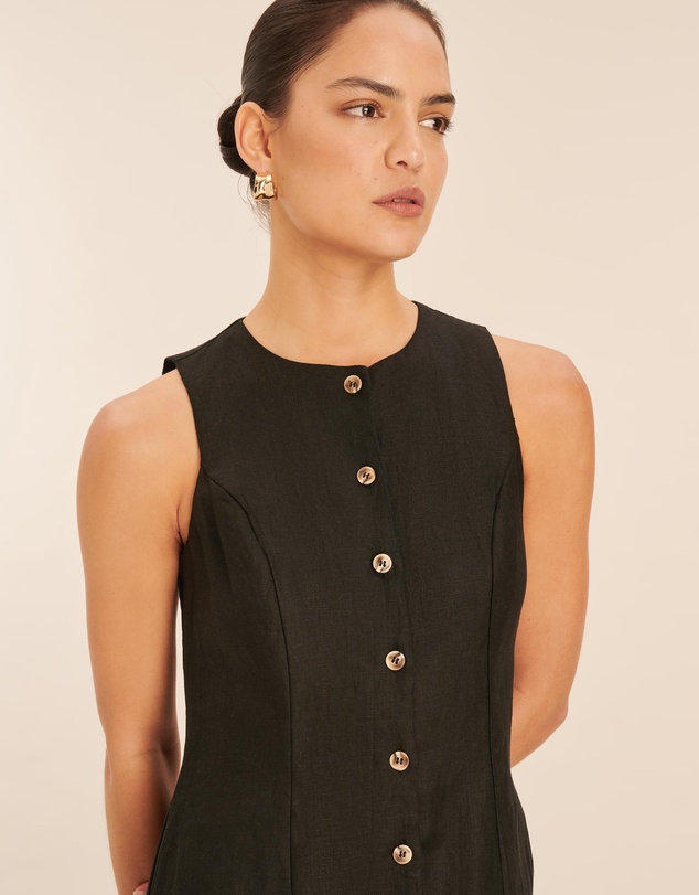 AERE - Linen Button Down Midi Dress