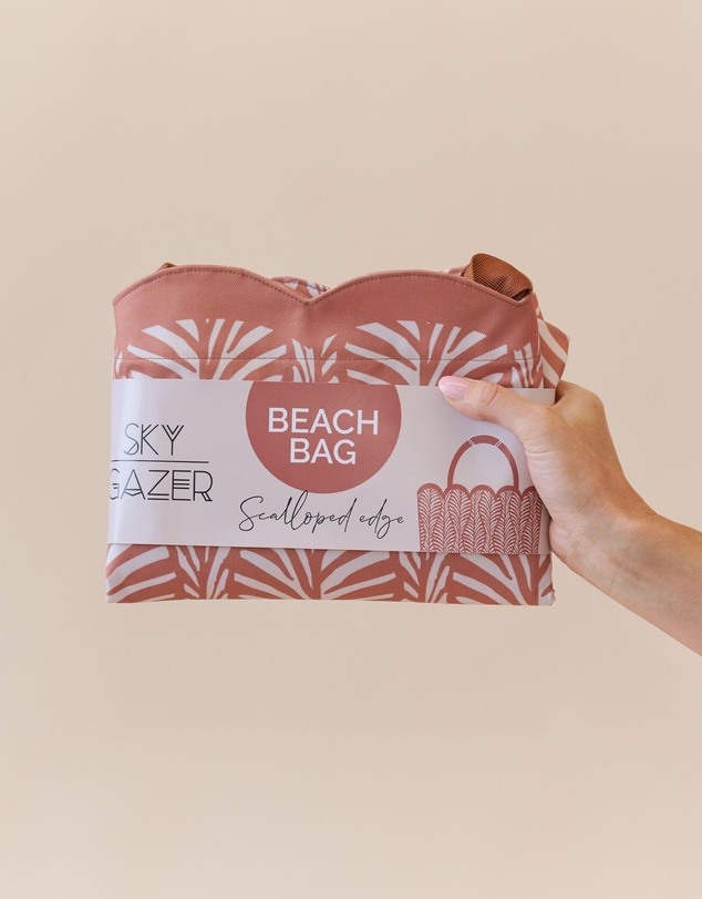 Sky Gazer - Scalloped Edge Beach Bag- Mocha Fern