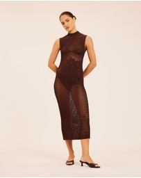 AERE - Floral Applique Knit Dress