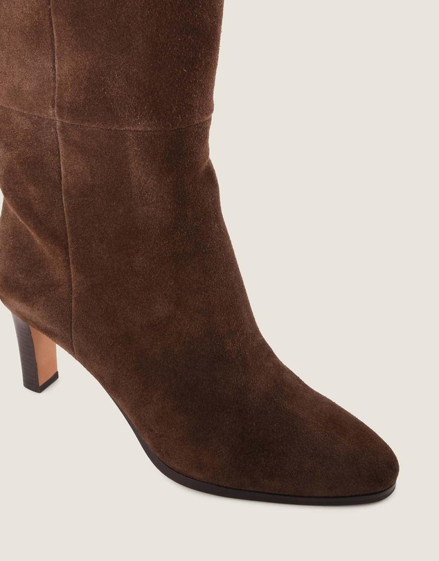 Shelly Shen - Leighton Heel Long Boots Brown Suede