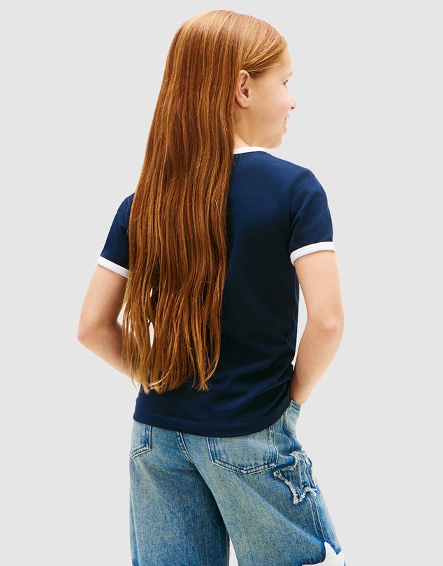 Tommy Hilfiger - Girls Wavy Flag Jersey Ringer T-Shirt - Teens