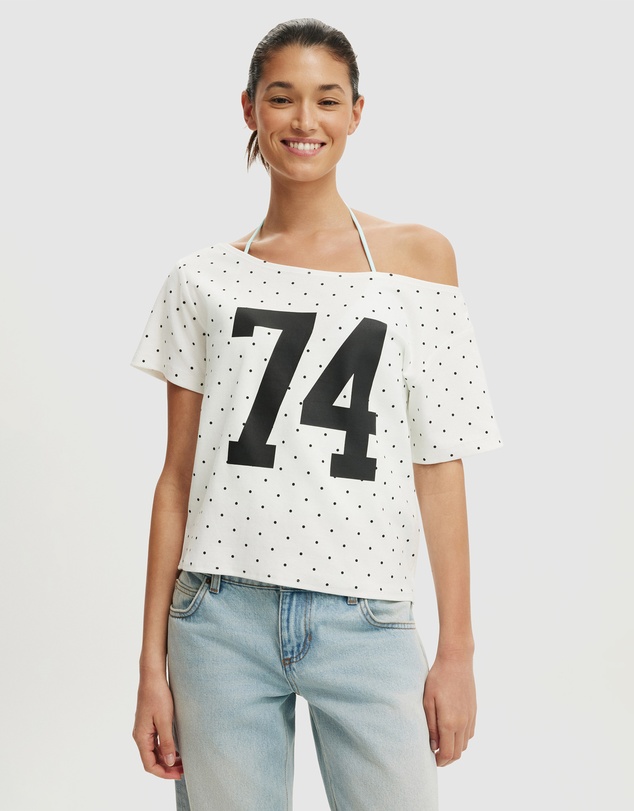 Cotton On - Sporty off Shoulder Graphic Tee