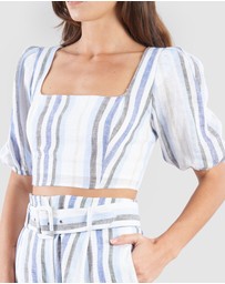Amelius - Zanci Stripe Linen Crop Top