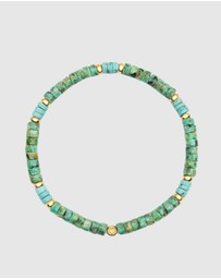 Nialaya Jewellery - Men's Wristband with Turquoise and African Turquoise Heishi Beads